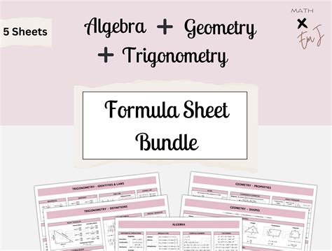 Image result for Math Formula Sheet