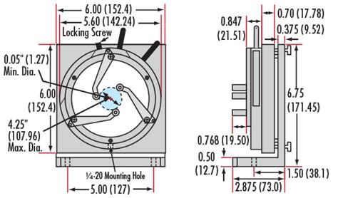 108.0mm Max Optic Dia., Jaw Clamp and 6" Kinematic Mount