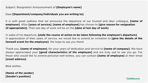 How to Announce an Employee is Leaving [+Examples & Writing Tips] | CakeResume