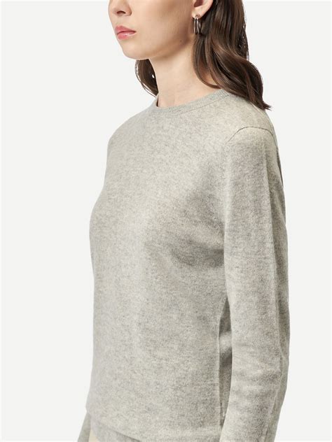 Women's Cashmere Essential Crew Neck Sweater Grey - Gobi Cashmere
