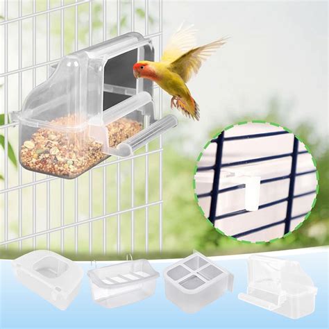 Bird Feeders for Cage No Mess Parakeet Food Bowl with Cover Clear ...