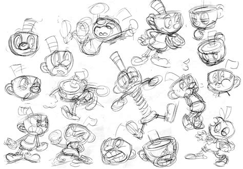 Cute Cartoon Characters Drawn in Pencil | Cuphead facial expressions ...