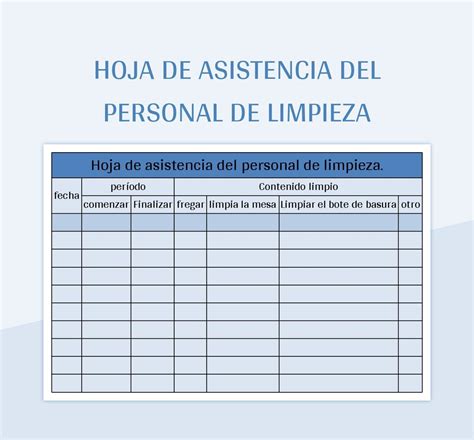 Plantillas De Tablas De Limpieza