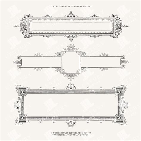 Victorian Ornamental Borders and Frames Line Art Illustrations – Set of 3 PNG, SVG, and EPS ...