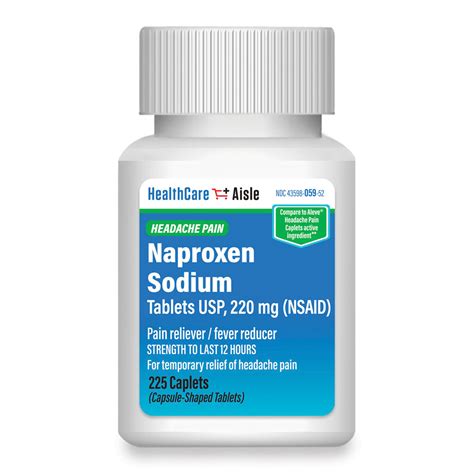 Naproxen Sodium 220mg Caplets - 225 Count - Headache Pain Relief - Up to 12 Hours