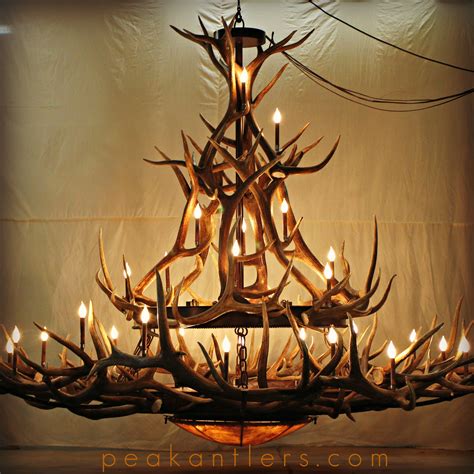 Elegant Two Tiered Elk Antler Chandelier