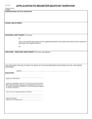 Fillable Online sagov clients squiz BAPPLICATIONb TO REGISTER DEATH BY ...