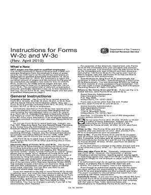 IRS Instructions W-2c W-3c 2010-2026 - Fill out Tax Template Online