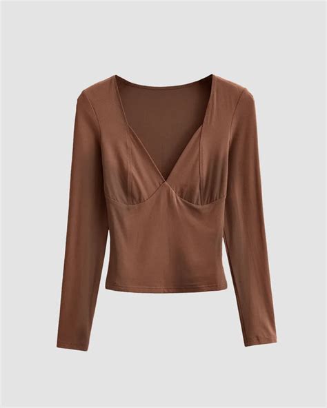 Mocha Mouse V-Neck Long Sleeve Top – Littlebox India