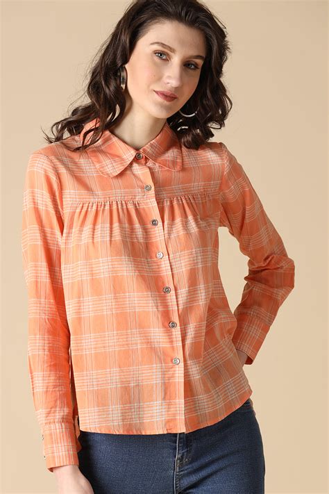 Buy Gipsy Orange Fashion Shirt Collar Cotton Shirt - Gipsy Online
