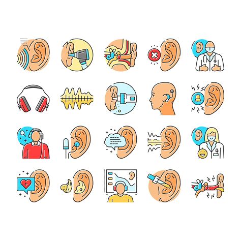 Premium Vector | Audiologist doctor ear deaf icons set vector