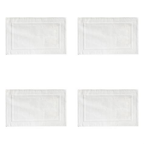 4PCS White Cotton Classic Rug Bath Mats Absorbent Cotton Hotel Spa ...