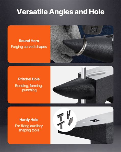 Yunque de hierro fundido VEVOR, 132 libras (60 kg), yunque de un solo ...