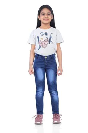 Buy Guchu Girls Slim Fit Jeans Dark Blue at Amazon.in