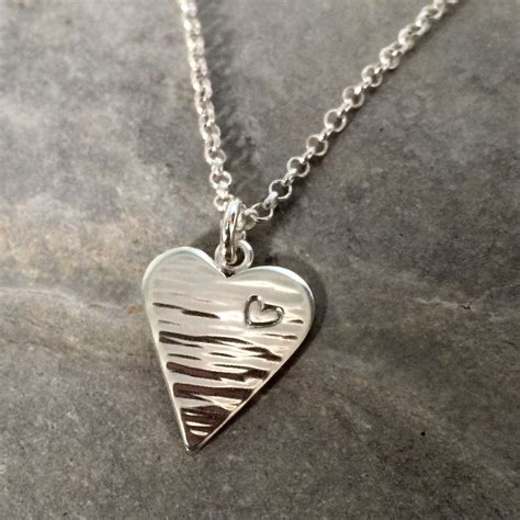 Solid sterling silver heart necklace handmade | Sterling silver heart ...