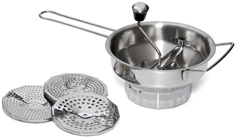 Stainless Steel 2-Quart Food Mill With 3 Discs | Heavy-Duty Kitchen ...