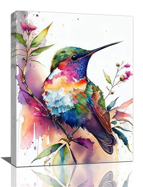 Watercolor Hummingbird Flowers