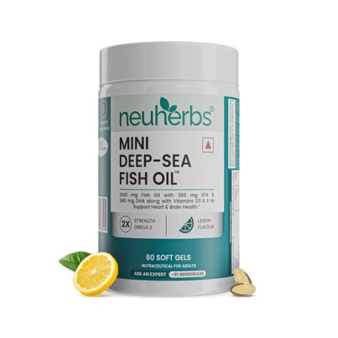 Neuherbs Mini Deep Sea Omega 3 Fish Oil Capsules 1000mg Supplement