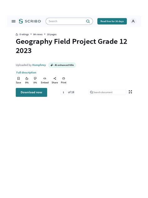 Geography Field Project Grade 12 2023: Download Now | PDF