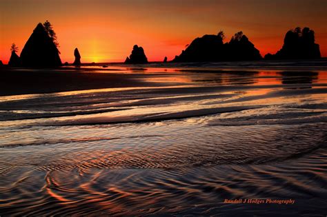 Sunset Over Point of the Arches From Shi-Shi Beach in Olympic Na ...