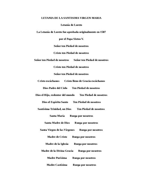 Letania de la santisima virgen maria | Diapositivas de Latín | Docsity