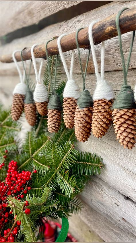Winter Home Decor with Hanging Pine Cones