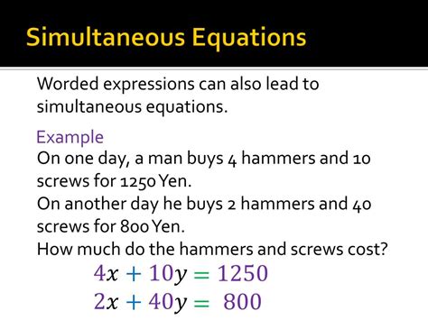 Image result for Simultaneous Equation Involving Solving Problems