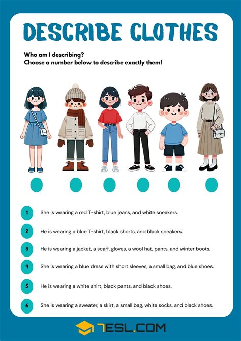 Clothes and Accessories Worksheets for Kids • 7ESL | Worksheets for ...