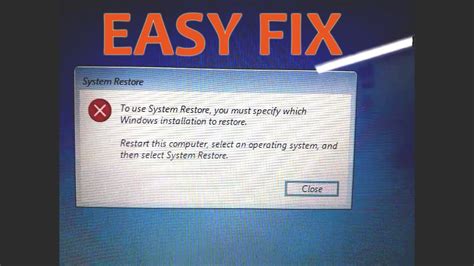 Fix: To use System Restore, you must specify which Windows Installation ...