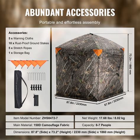 VEVOR Hunting Blind, 288° See Through Ground Blind, 6-7 Person Pop Up ...