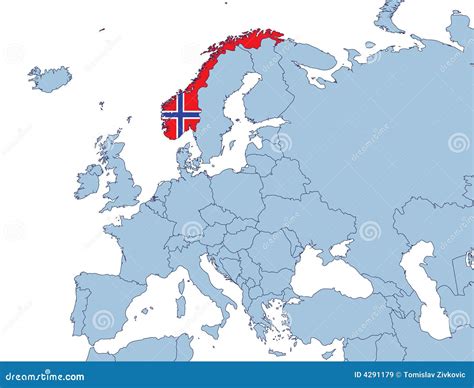 Norway on Europe map stock vector. Illustration of card - 4291179