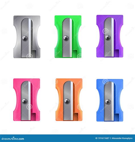 Pencil Sharpener Bright Colorful Set for School and Office Stock Vector ...