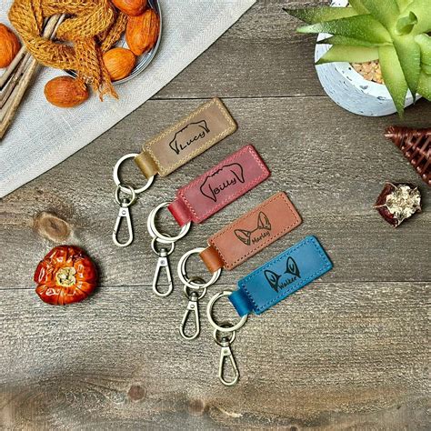 Custom Dog Owner Gift Ideas, Dog Gift, Genuine Leather Keyring, Leather ...
