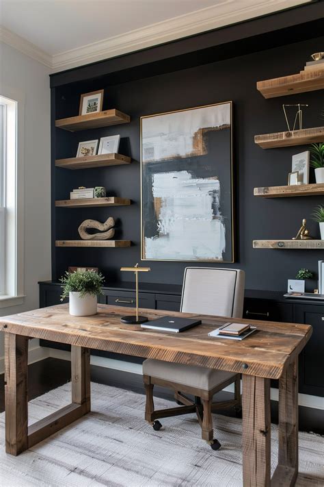 Black Accent Walls - Quiet Minimal | Home office inspiration rustic ...