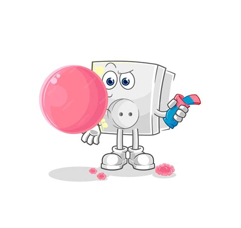 Electric socket chewing gum vector cartoon character | Premium Vector
