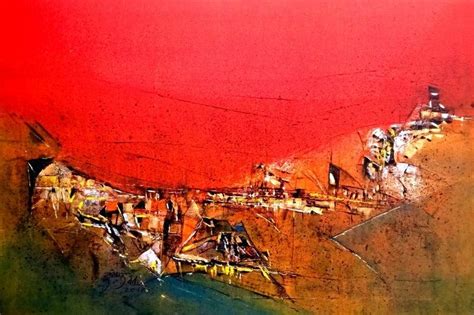 "Untitled Red 14": Red Acrylic Painting by Dnyaneshwar Dhavale ...