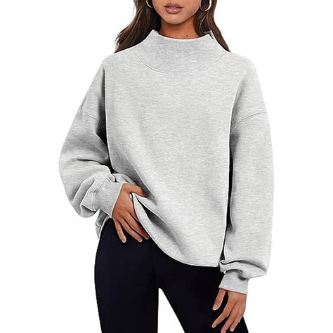 Plebaso Women's Mock Turtleneck Sweatshirt Athletic Long Sleeve Fall ...