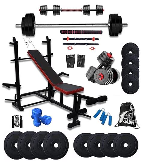BodyFit Fitness Incline Gym Equipment Set For Home With 8In1 Gym Bench ...