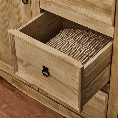 Corona Low Tallboy Wardrobe with 1 Door and 4 Drawer Solid Pine Wood ...