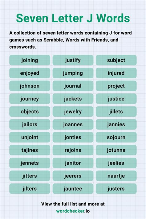 Seven Letter J Words For Word Games in 2025 | Scrabble word finder ...