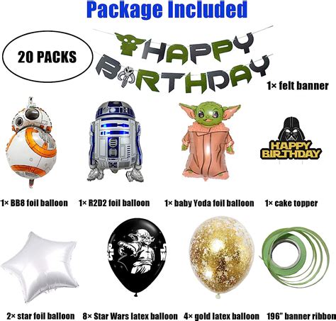 20 Pcs Star Wars Birthday Decorations, Star Wars Party Decor Kit for ...