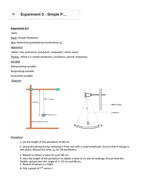 Pendulum Experiment Lab 的图像结果