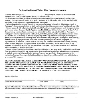 Fillable Online delawareriptide Participation Consent/Waiver/Hold ...