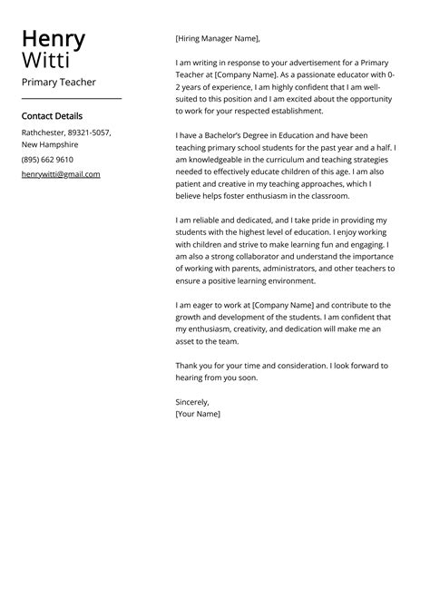 Primary Teacher Cover Letter Examples (Template & 20+ Tips)