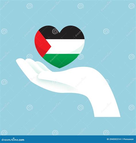 Paper Cut Hand Save Palestine Flag on Heart Shape Illustration Vector Graphic. Stock ...