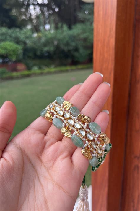 SAGE GREEN ONYX ELEPHANT PONCHI BRACELET – Heer House Of Jewellery