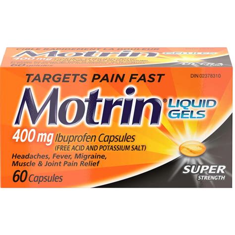 Super Strength Motrin Ibuprofen 400mg Liquid Gels for Fast Pain Relief - CTC Health