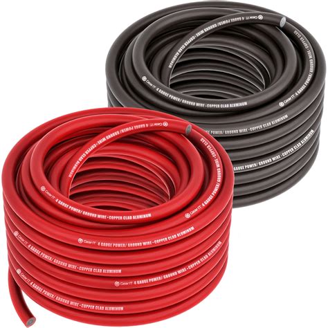 GearIT 4-Gauge Copper Clad Aluminum Automotive Cable, Power Ground ...