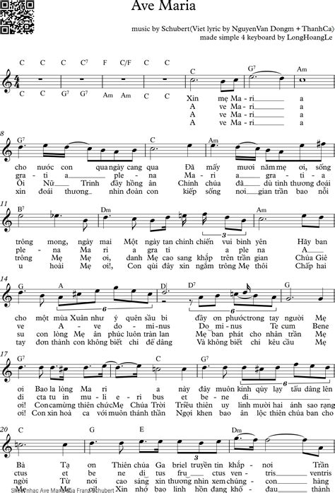 [Sheet] Ave Maria PDF (Franz Schubert) lời & hợp âm, nốt nhạc