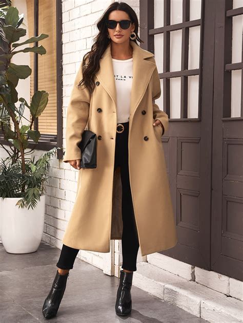 Pocket Front Pea Coat | SHEIN USA | Fall fashion coats, Fall fashion ...
